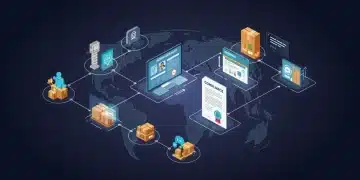 2025 Supply Chain Transparency: E-commerce Compliance Guide Transparent digital supply chain network for e-commerce compliance in 2025 with data flow.