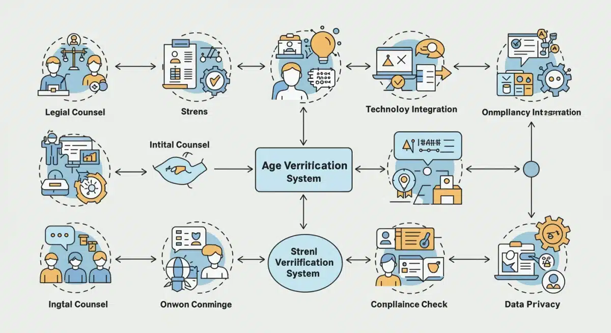 Flowchart illustrating the process of implementing effective age verification systems