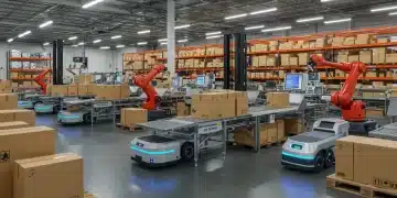 Autonomous robots streamlining order fulfillment in a modern US warehouse