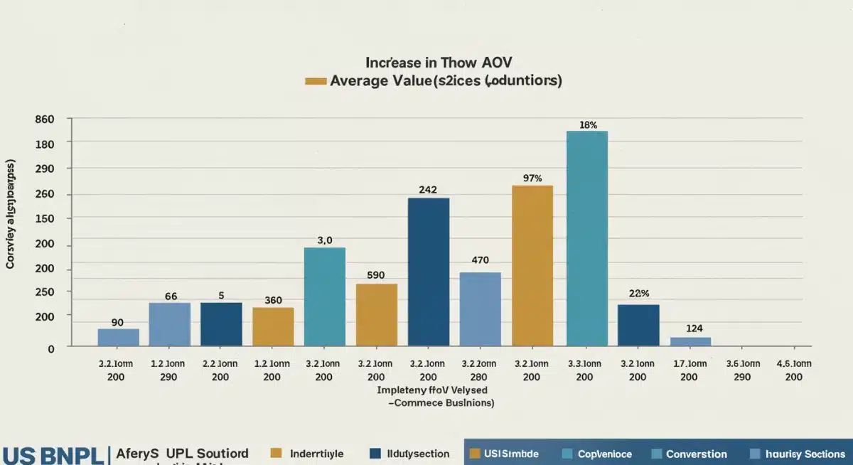 Bar chart showing projected AOV and conversion rate increases with BNPL adoption in US e-commerce.