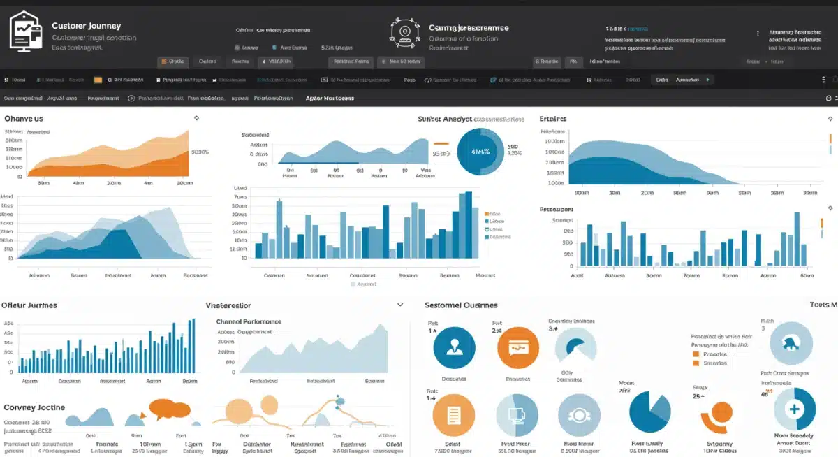 Data analytics dashboard showing customer journey and omnichannel performance