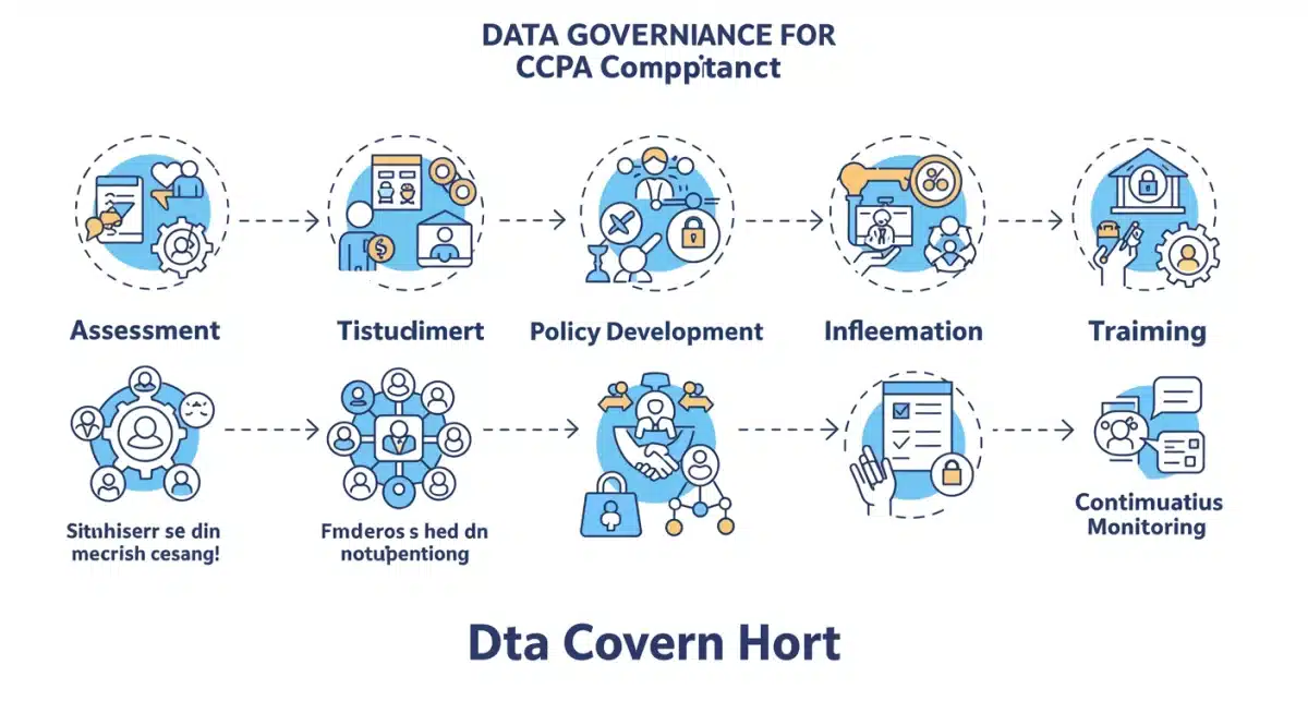 Infographic showing a 5-step data governance framework for CCPA compliance