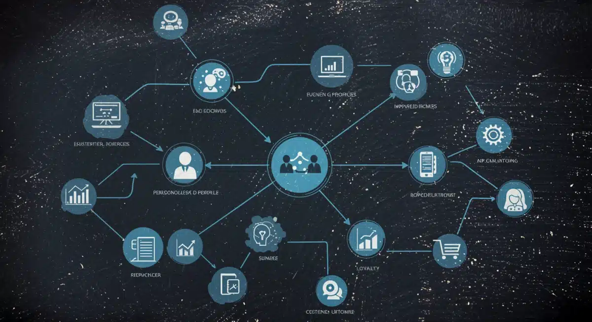 Data network illustrating personalized customer journey in e-commerce