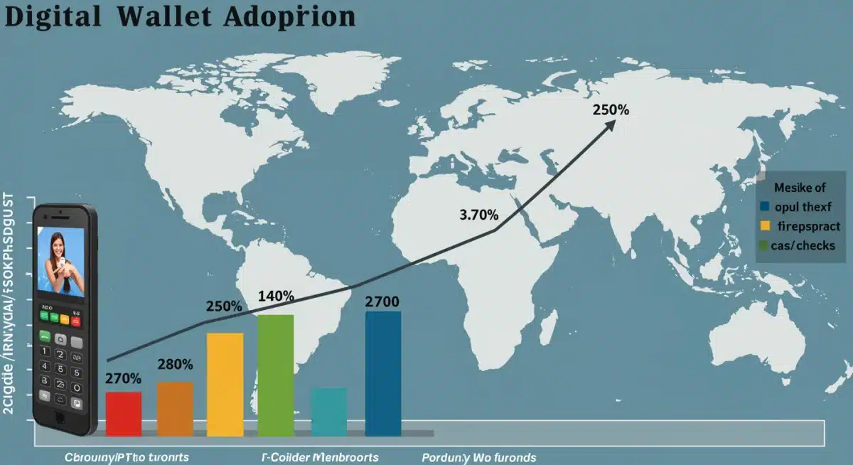 Infographic showing growth of digital wallet adoption over traditional payments.