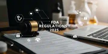 FDA Regulations 2025: Online Health Product Compliance Checklist FDA regulations 2025 document with digital overlay on a laptop with health products