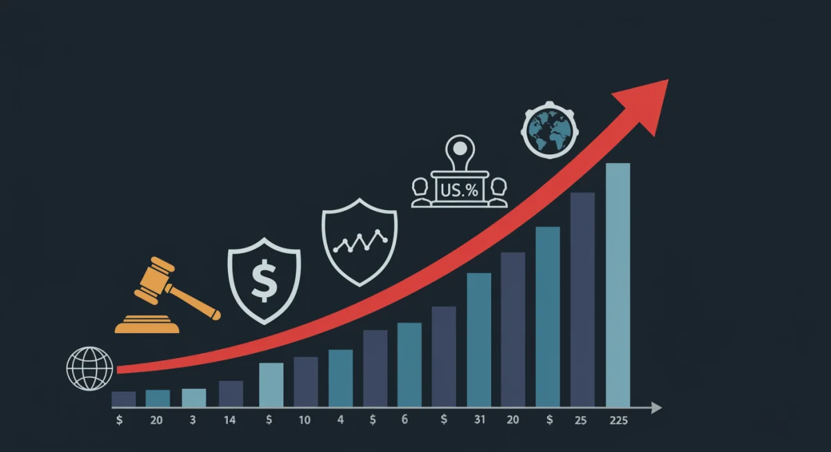 Infographic depicting financial impact and regulatory hurdles for US e-commerce in 2025