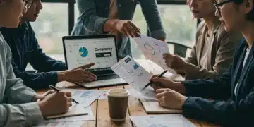 Marketing team reviewing new FTC compliance documents for digital advertising in 2025.