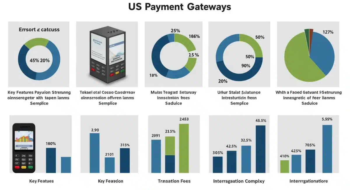 Infographic comparing payment gateway features and costs for US merchants