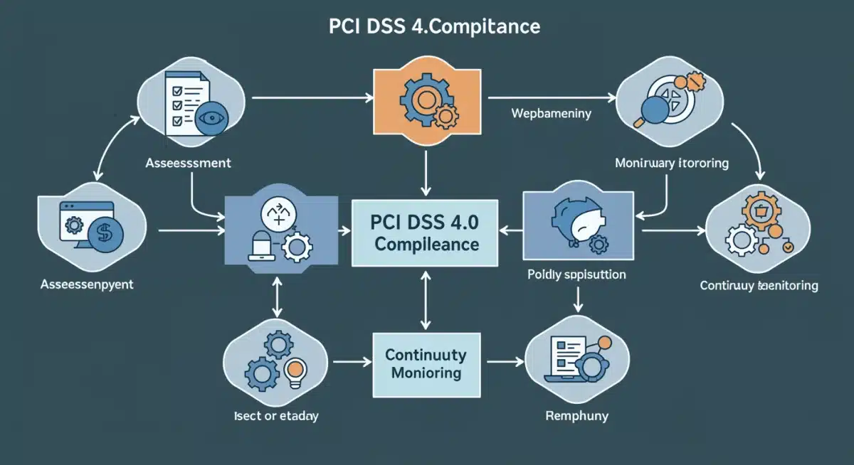 Flowchart depicting a 7-step action plan for PCI DSS 4.0 compliance readiness