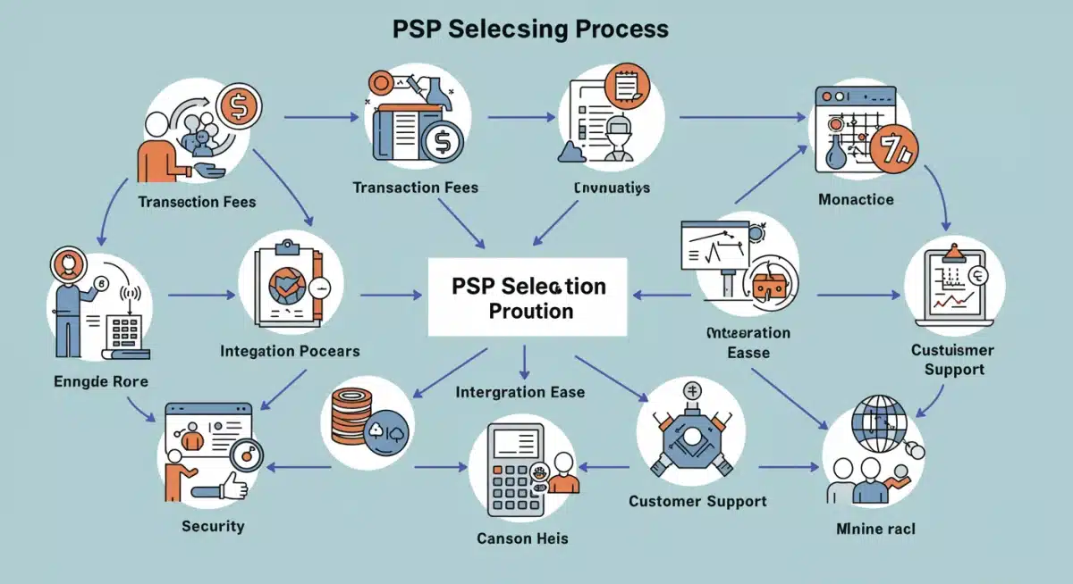 Infographic illustrating the PSP selection process for startups