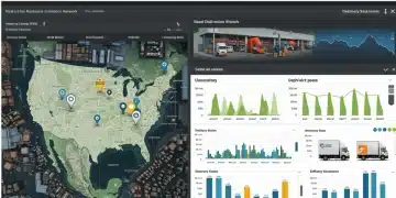 Digital dashboard showing supply chain visibility metrics for US retail operations
