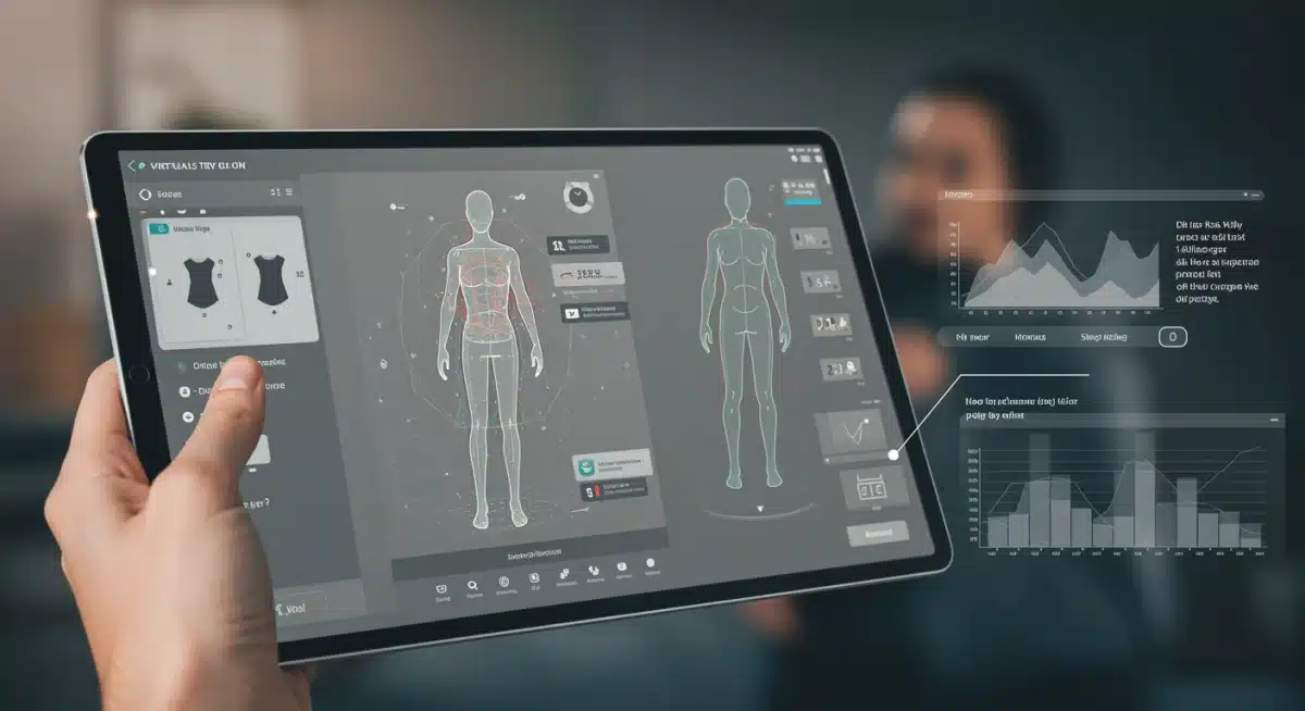 Detailed virtual try-on interface displaying accurate garment fit