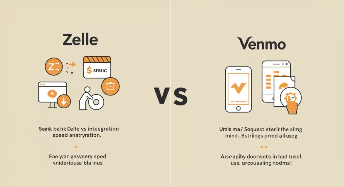 Infographic comparing Zelle and Venmo features, highlighting bank integration, speed, social aspects, and ease of use.